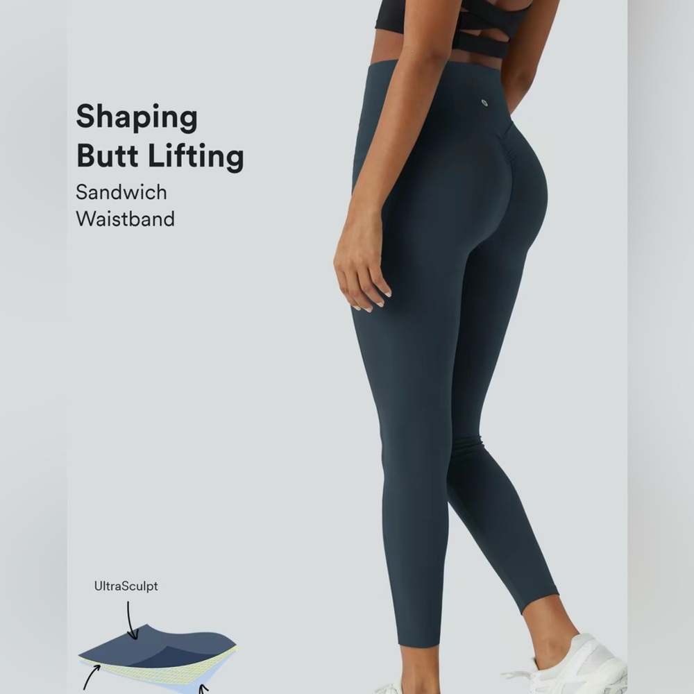 Halara UltraSculpt SoCinched Butt Lifting Tummy Control Side Pocket Leggingd